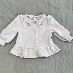 Janie and Jack Light Pink Floral Embroidered Peplum Jacket